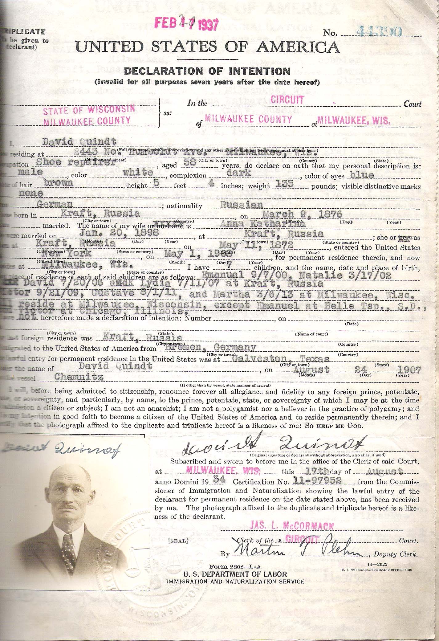 Download this Naturalization Papers picture